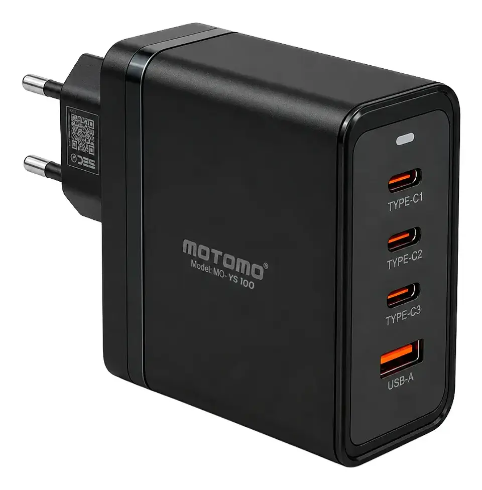Cargador super carga rapida 100w 3usb-c + 1 usb con cable usb-c a usb-c 3