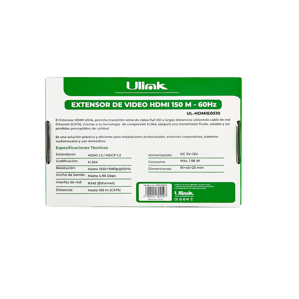 Extensor de video HDMI por cable UTP RJ45 activo hasta 150 metros ULINK 3