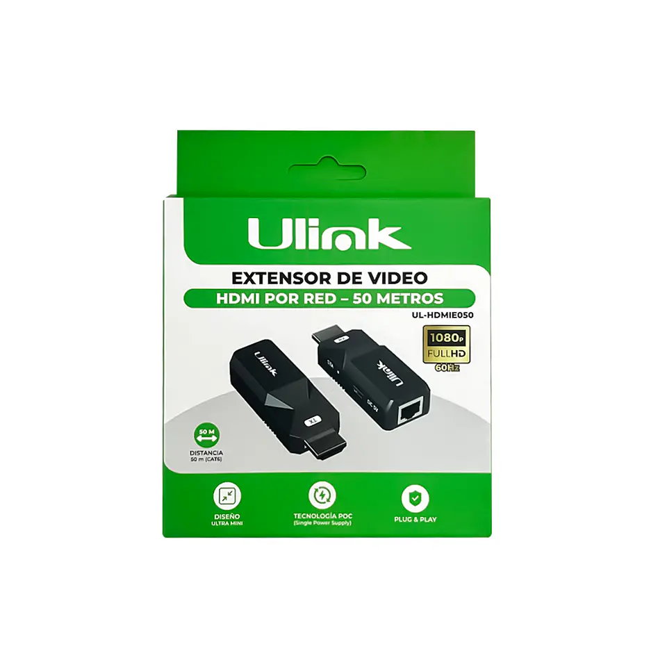 Extensor de video HDMI por cable UTP RJ45 activo hasta 50 metros ULINK 3