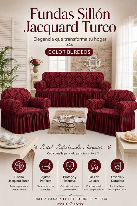 Set de Fundas para Sillón Jacquard Turco 3+1+1