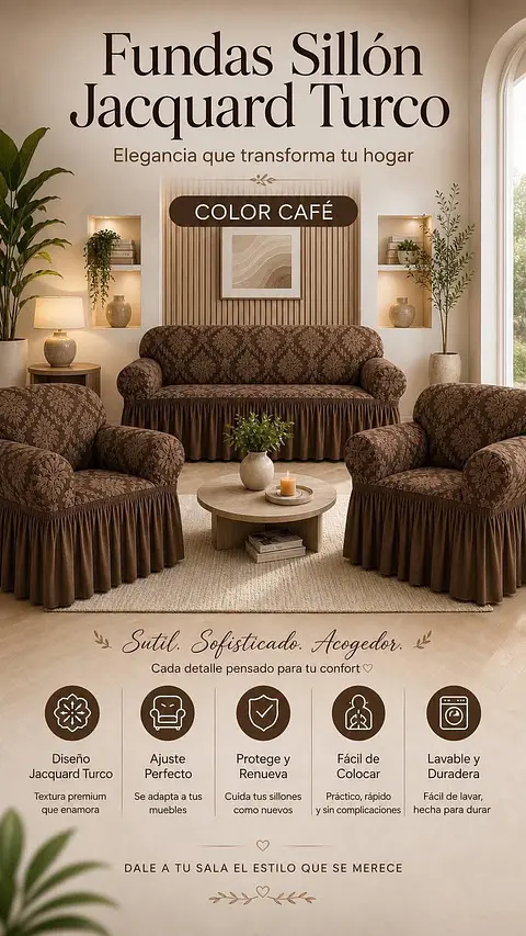 Set de Fundas para Sillón Jacquard Turco 3+1+1