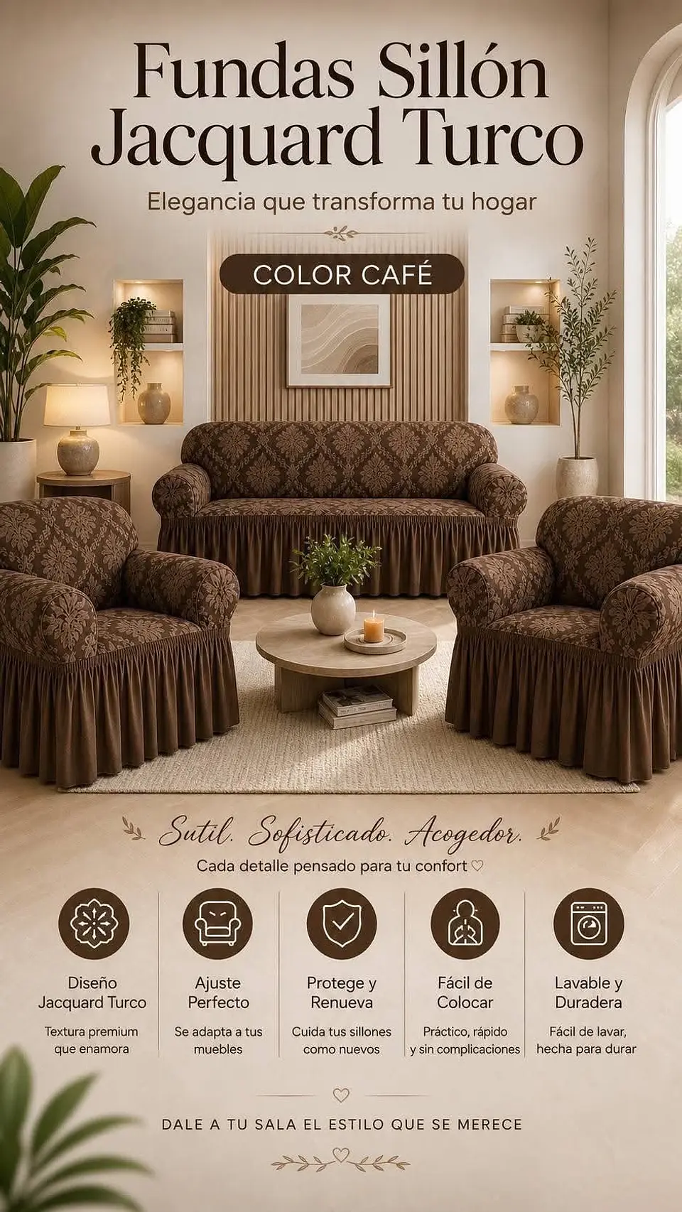 Set de Fundas para Sillón Jacquard Turco 3+1+1 2