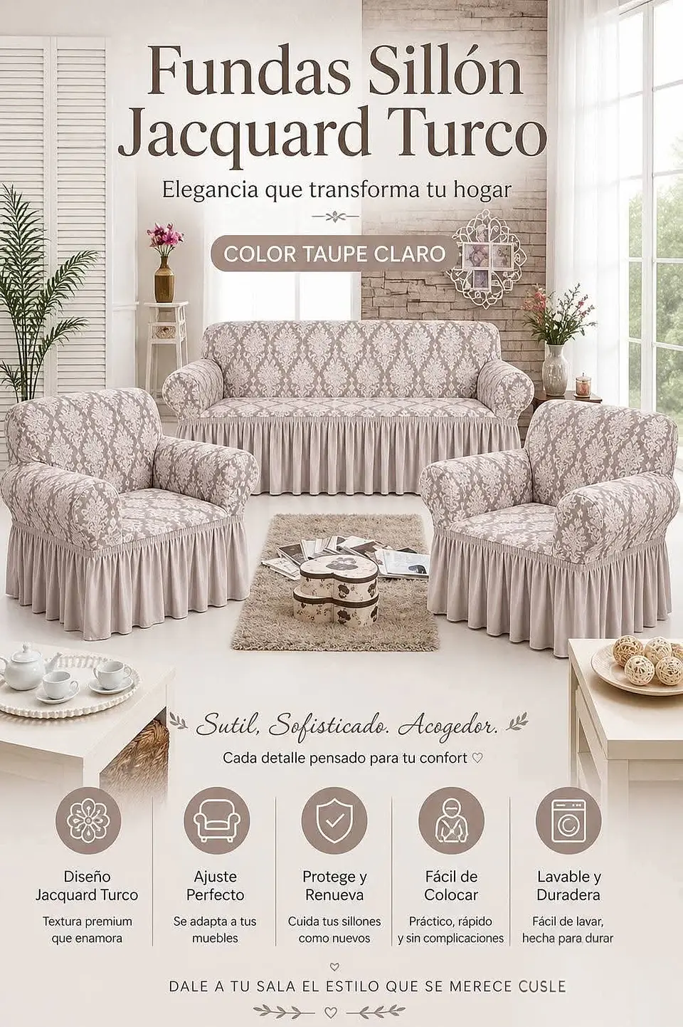Set de Fundas para Sillón Jacquard Turco 3+1+1 3
