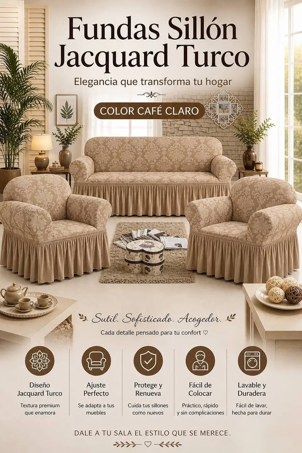 Set de Fundas para Sillón Jacquard Turco 3+1+1 4
