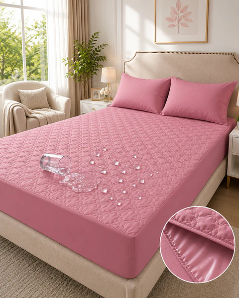 Cubre Colchón Impermeable con Fundas 2 Plazas Engomado
