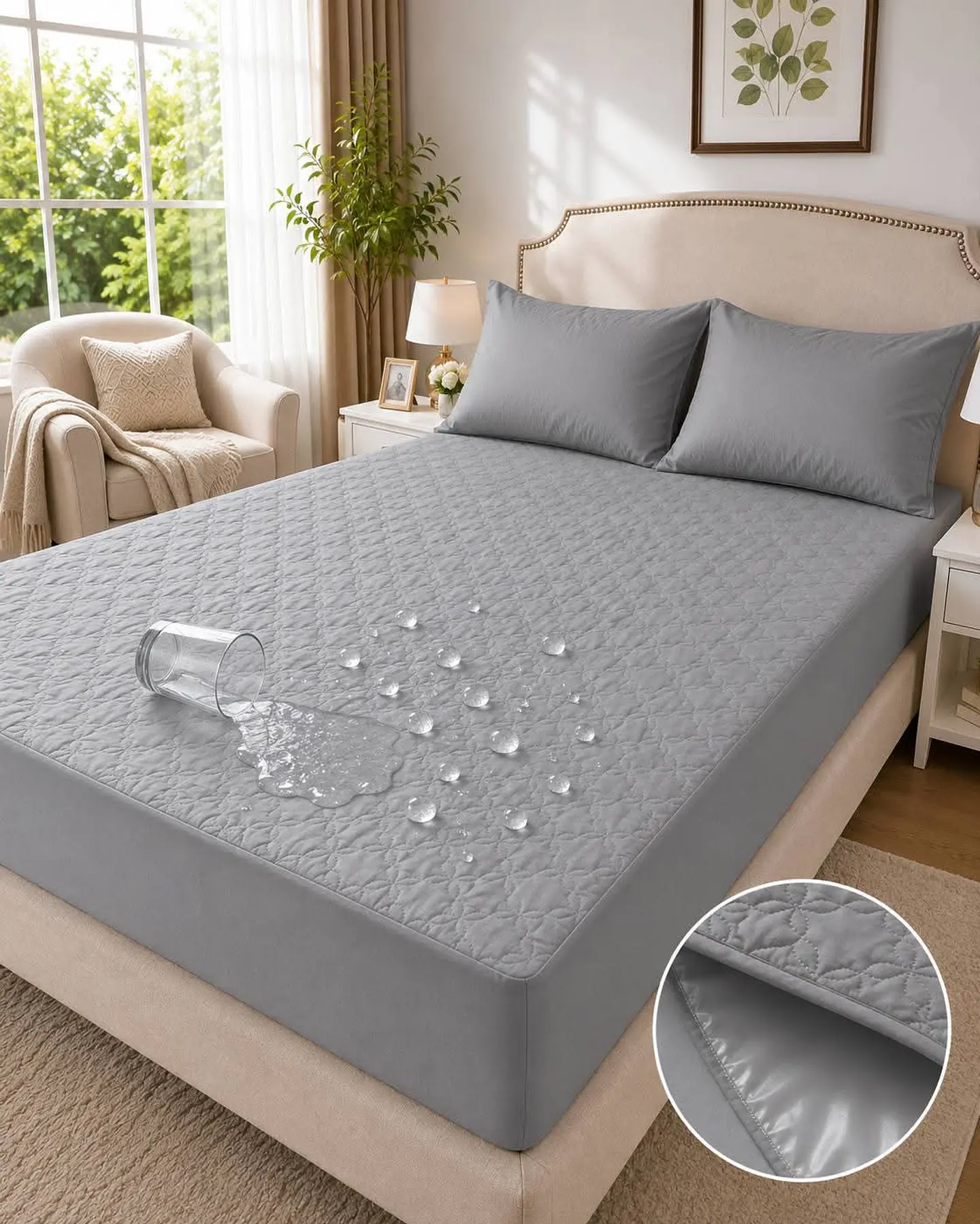 Cubre Colchón Impermeable con Fundas 1.5 Plaza Engomado 3
