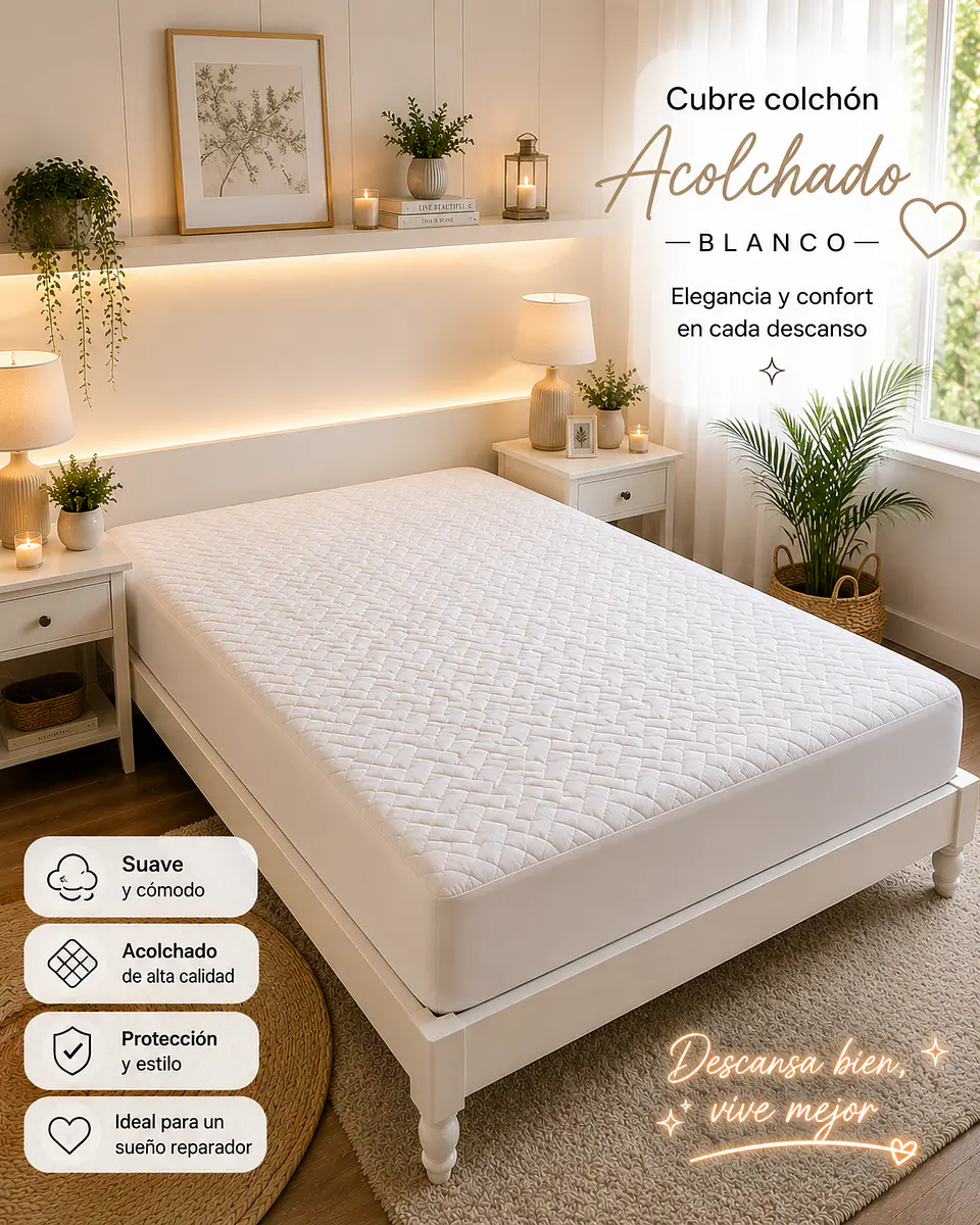 Cubre Colchón Acolchado King – Suavidad, Protección y Confort ✨ 3