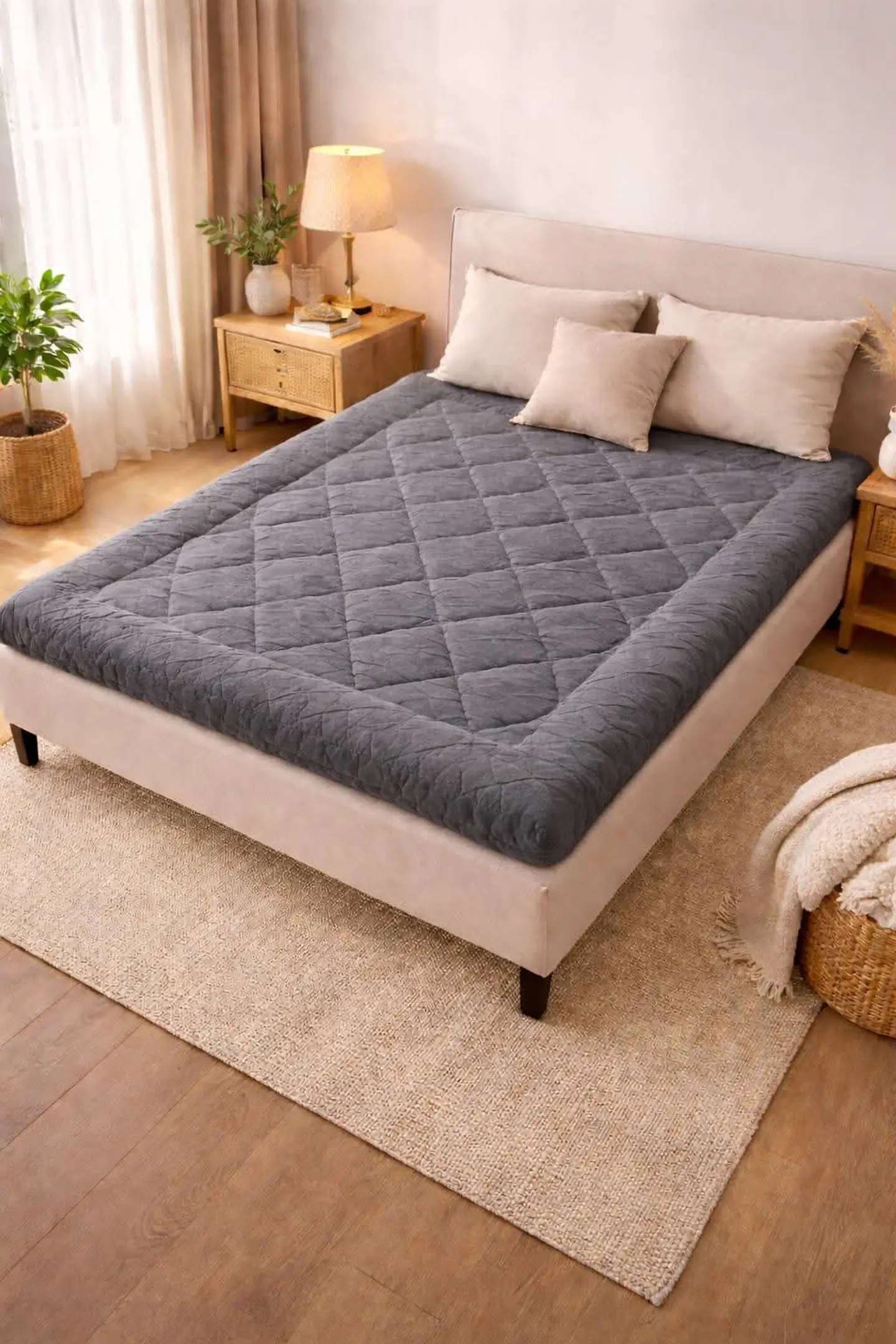 Cubre Colchón Topper  2 Plazas Texturizado Ultra Acolchado Grueso 3