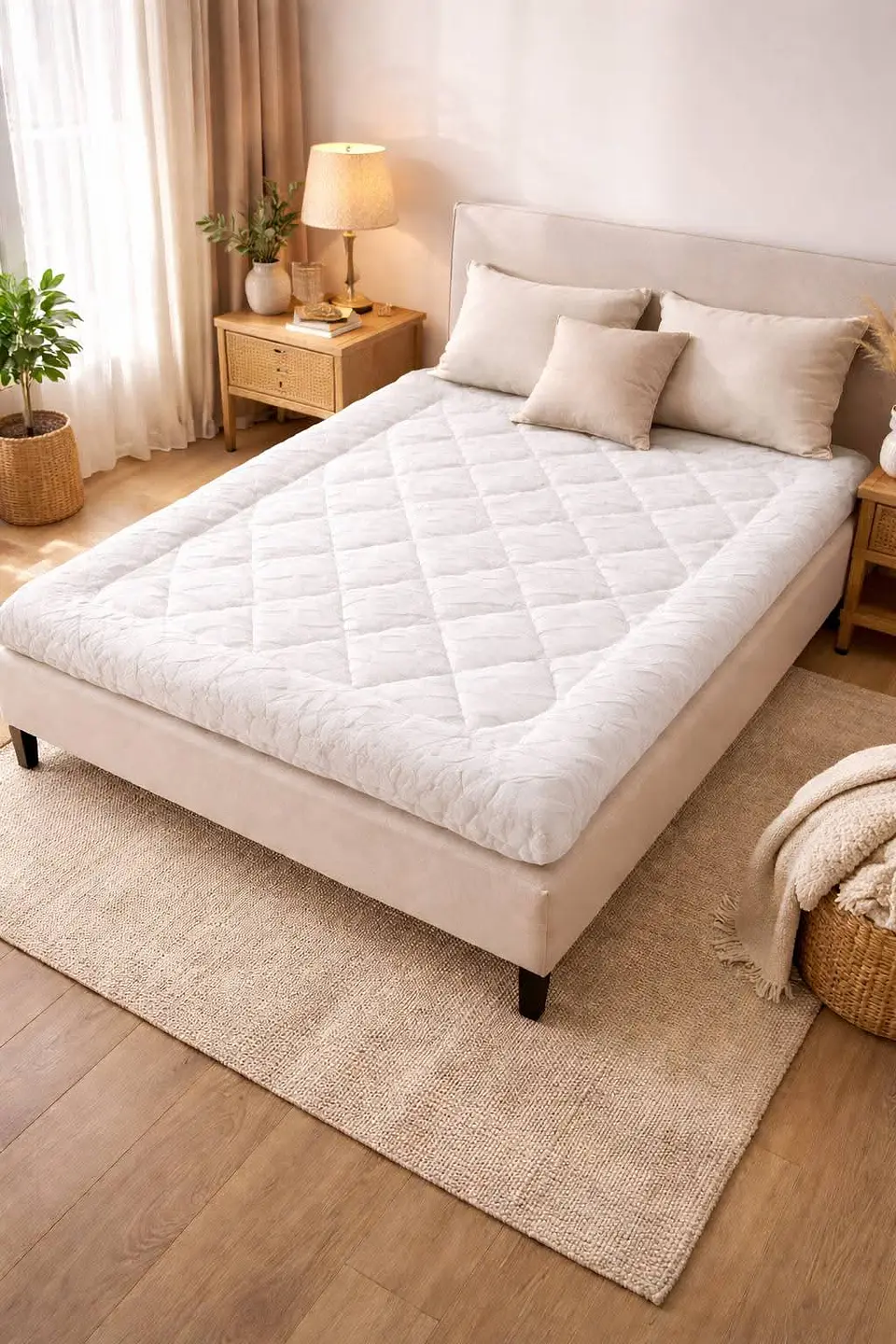 Cubre Colchón Topper  2 Plazas Texturizado Ultra Acolchado Grueso 4