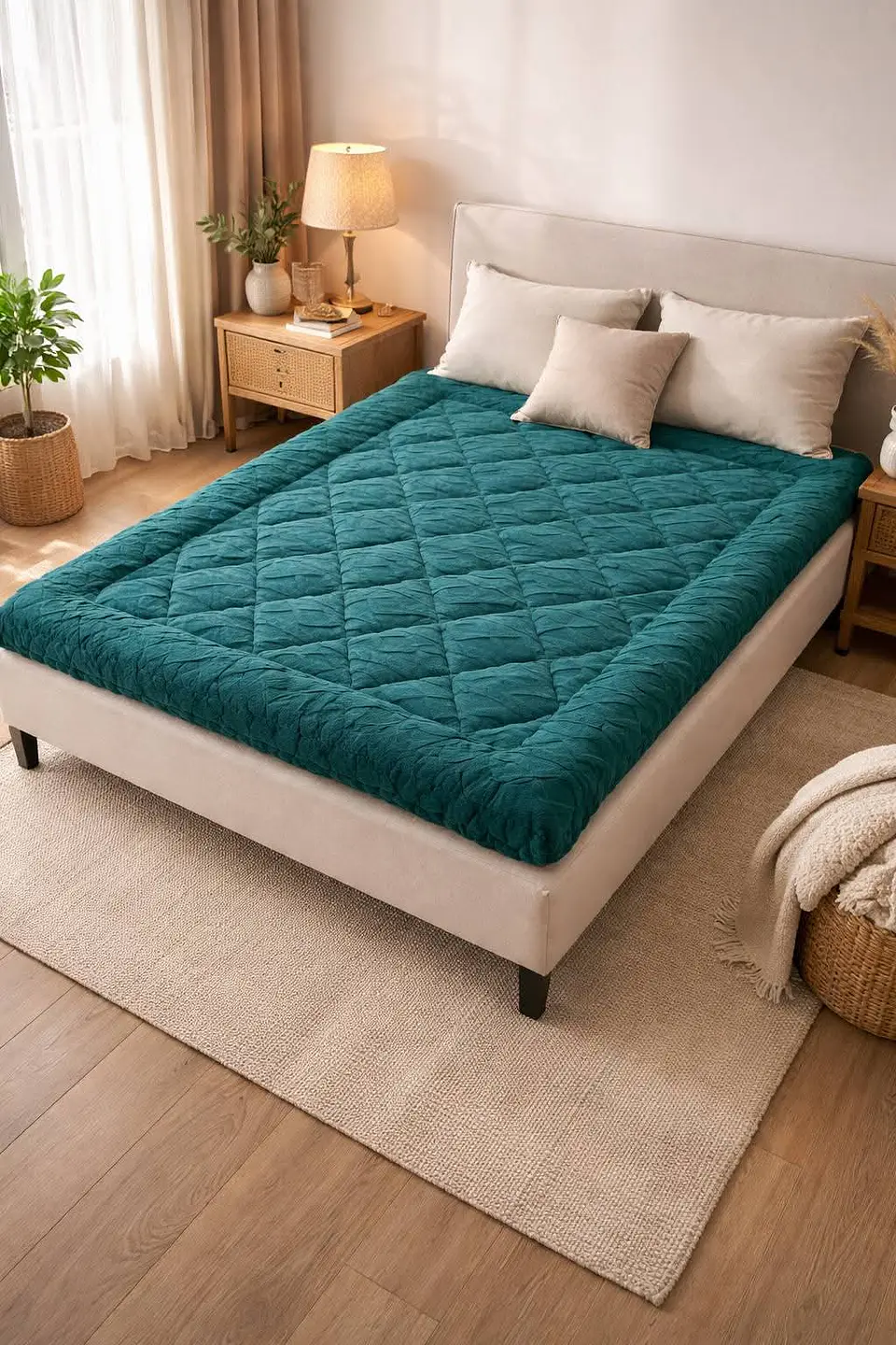 Cubre Colchón Topper  2 Plazas Texturizado Ultra Acolchado Grueso 5