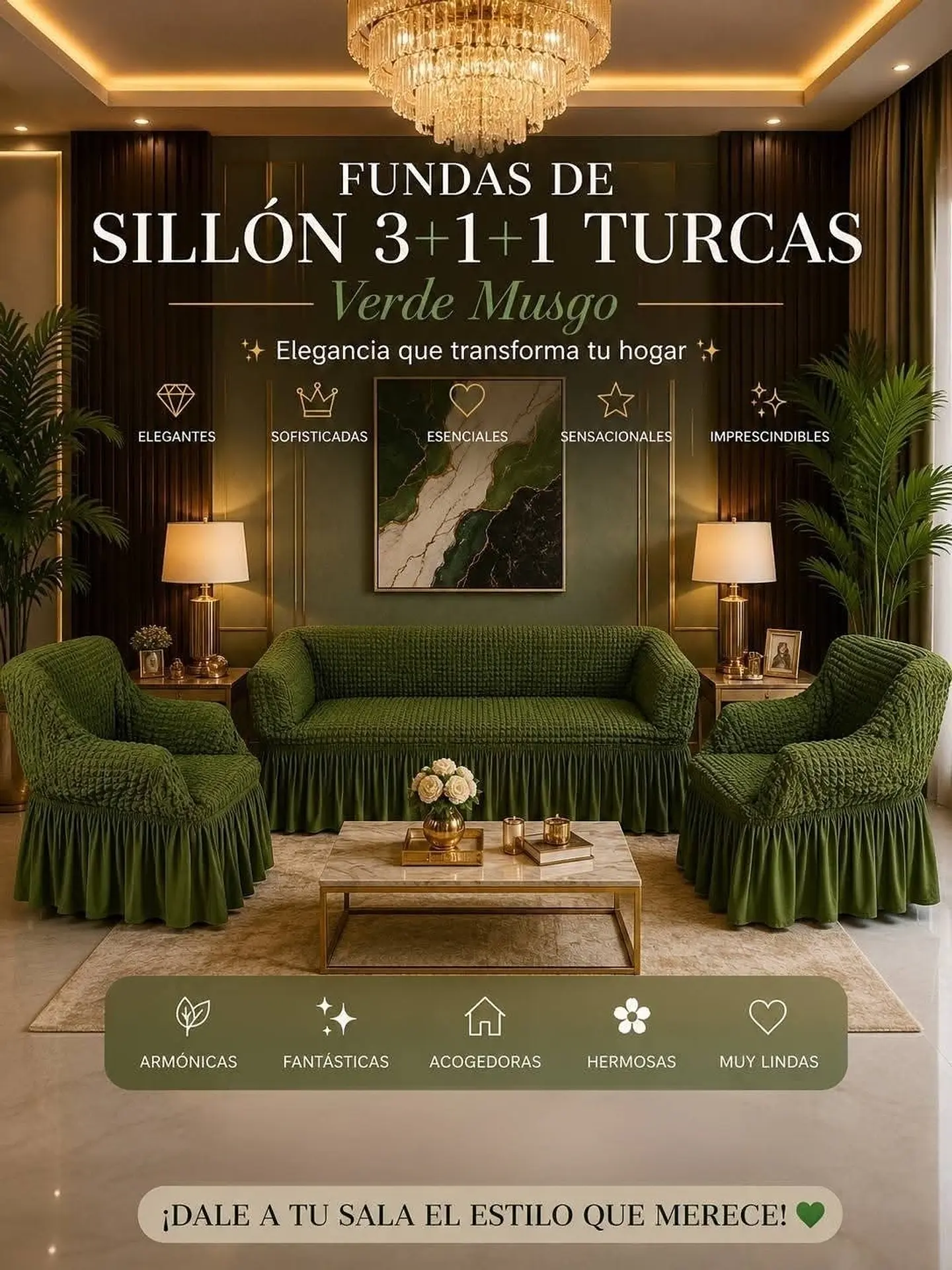 SET FUNDAS DE SILLÓN TURCAS 3+1+1 4