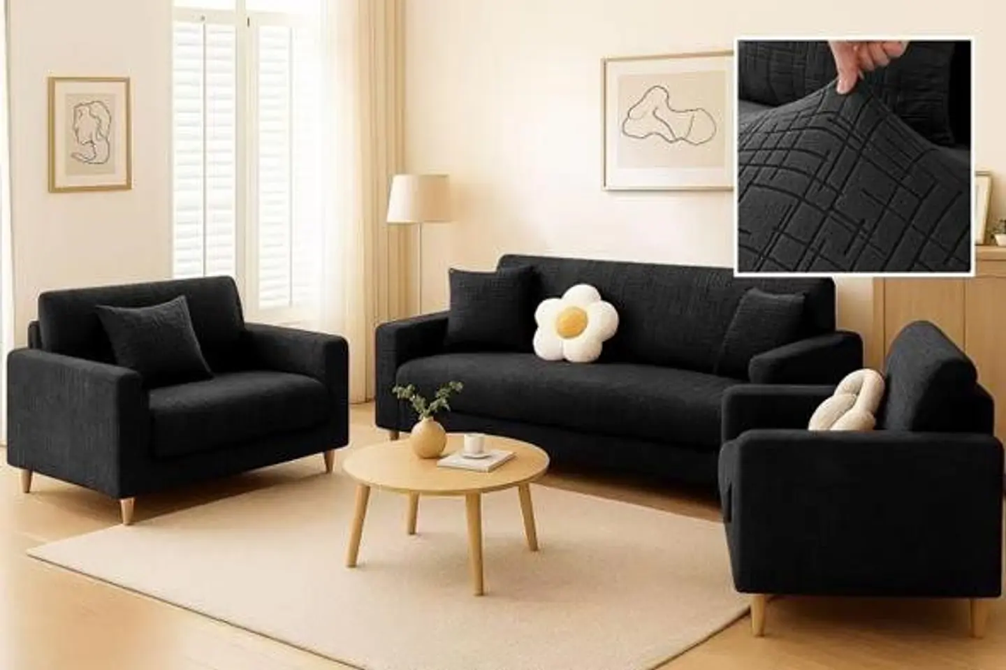 SET DE FUNDAS DE SILLÓN 3+1+1 TEXTURIZADO 5