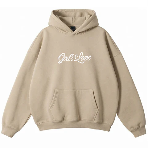 Polerón Hoddie Overbox - God´s Love Beige