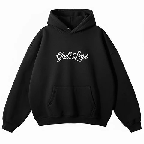 Polerón Hoddie Overbox - God´s Love Negro