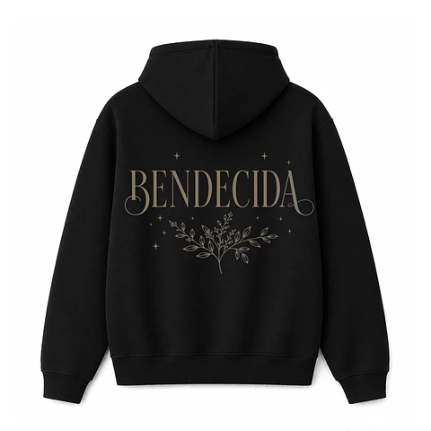 Polerón Hoddie Regular - Bendecida Color Negro