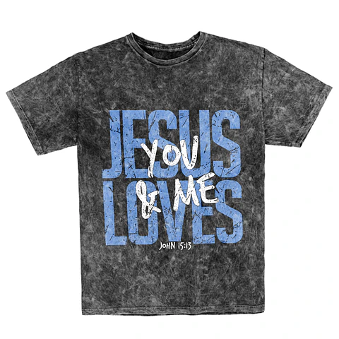 Polera Regular Acid Wash - Jesus loves you & me