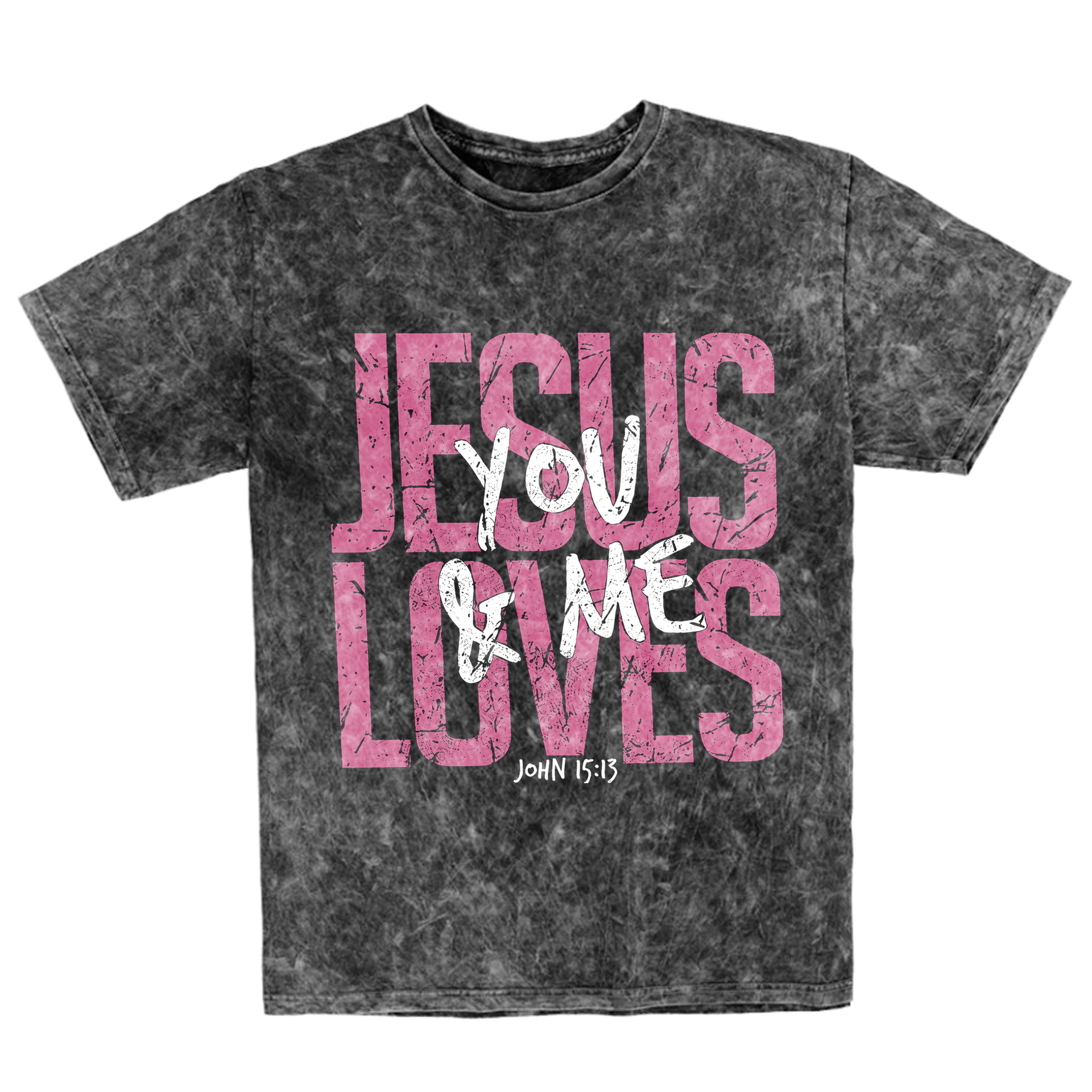 Polera Regular Acid Wash - Jesus loves you & me 2