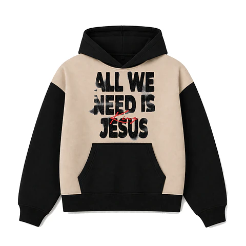 Polerón Hoddie Boxyfit Bicolor - All we need is
