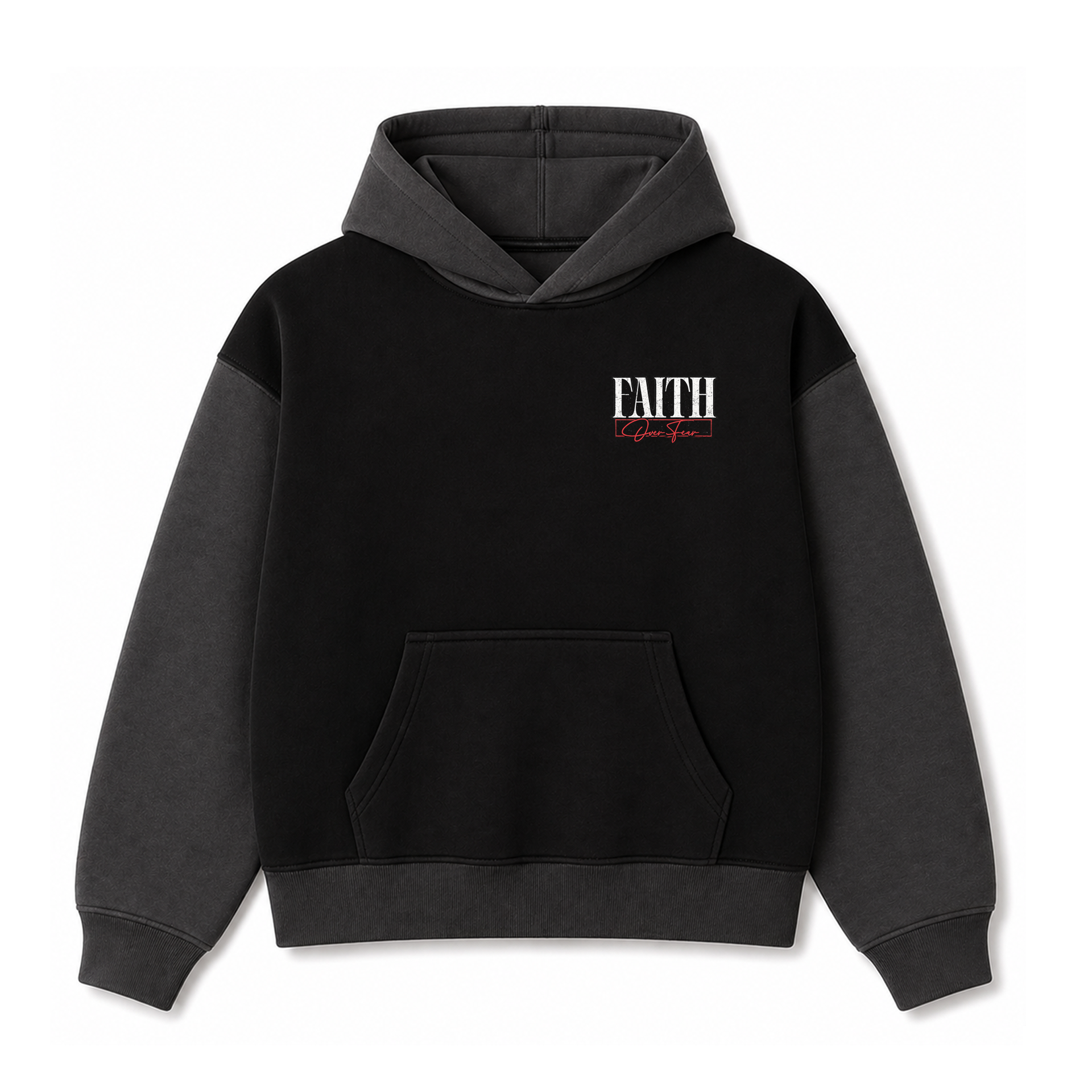Polerón Hoddie Boxyfit Bicolor - Faith over fear 1
