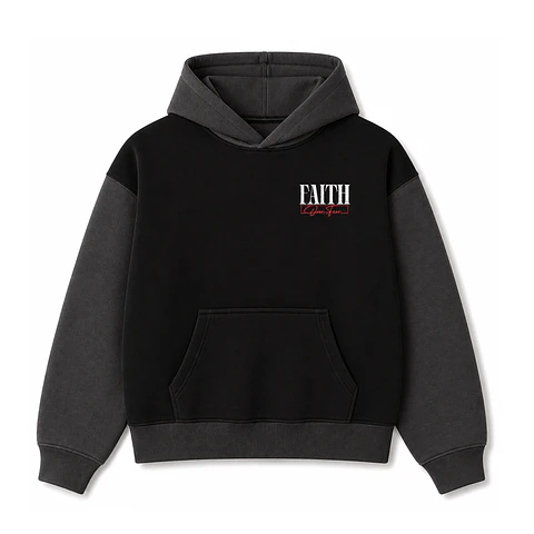 Polerón Hoddie Boxyfit Bicolor - Faith over fear