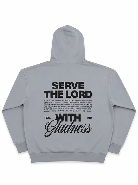 Polerón Hoddie Overbox Gris - Serve the Lord