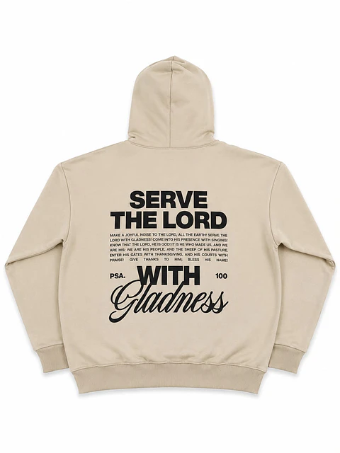 Polerón Hoddie Overbox Beige - Serve the Lord