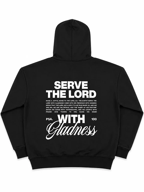 Polerón Hoddie Overbox Negro - Serve the Lord