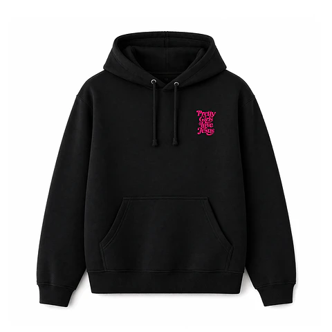 Polerón Hoddie Regular Negro Fucsia - Pretty girls love Jesus