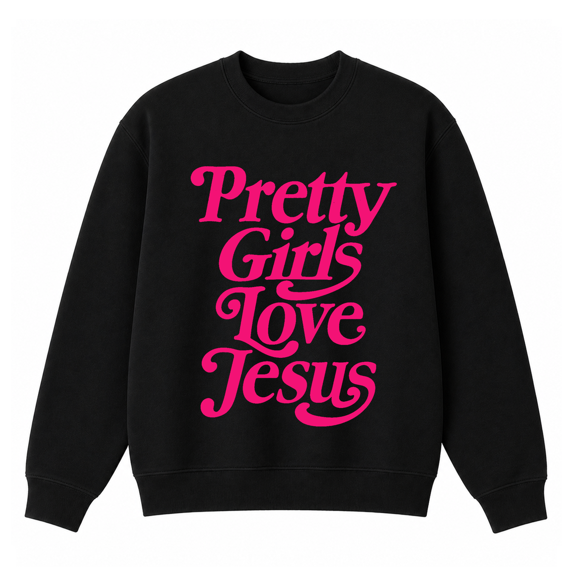 Polerón Crewneck Regular NegroFucsia - Pretty girls love Jesus 1