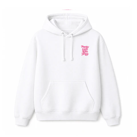 Polerón Hoddie Regular Blanco Fucsia - Pretty girls love Jesus