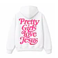 Polerón Hoddie Regular Blanco Fucsia - Pretty girls love Jesus - Miniatura 1