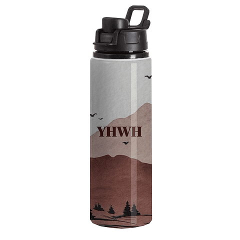 Botella Aluminio Tapa Click Yhwh Café