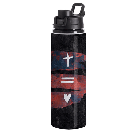 Botella Aluminio Tapa Click Cruz = Corazón
