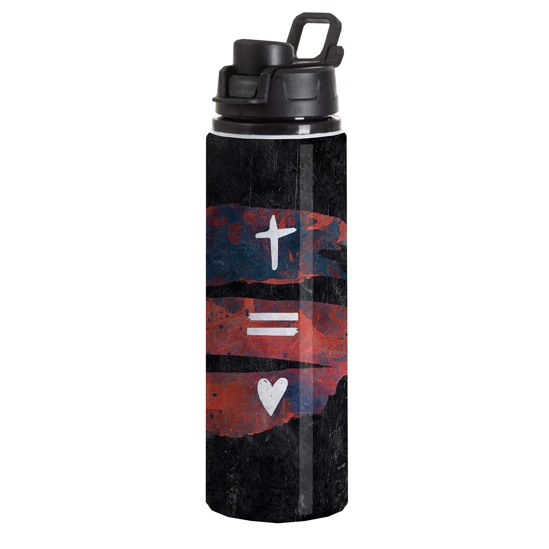 Botella Aluminio Tapa Click Cruz = Corazón 1