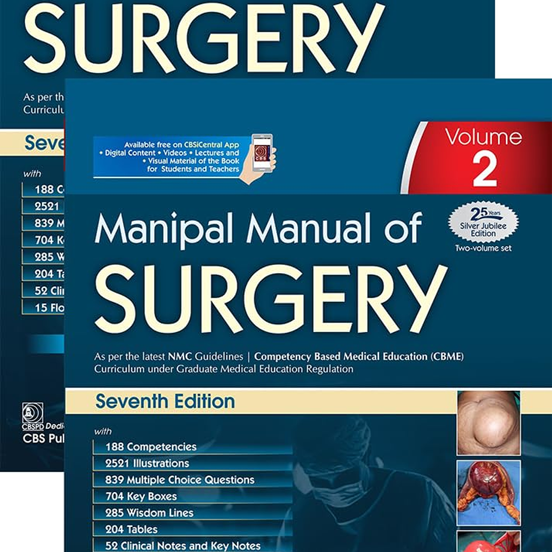 Manipal Manual of Surgery, Vol 1, 2, Seventh Edition 1