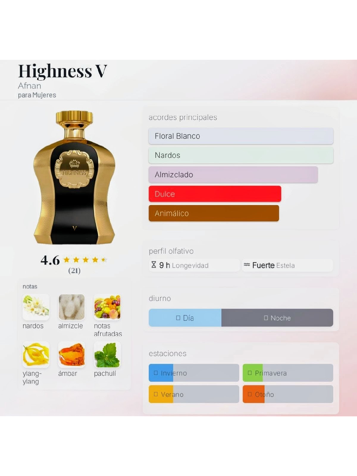 Afnan Highness V De Afnan Dama 100 ML EDP RF: 10432 5