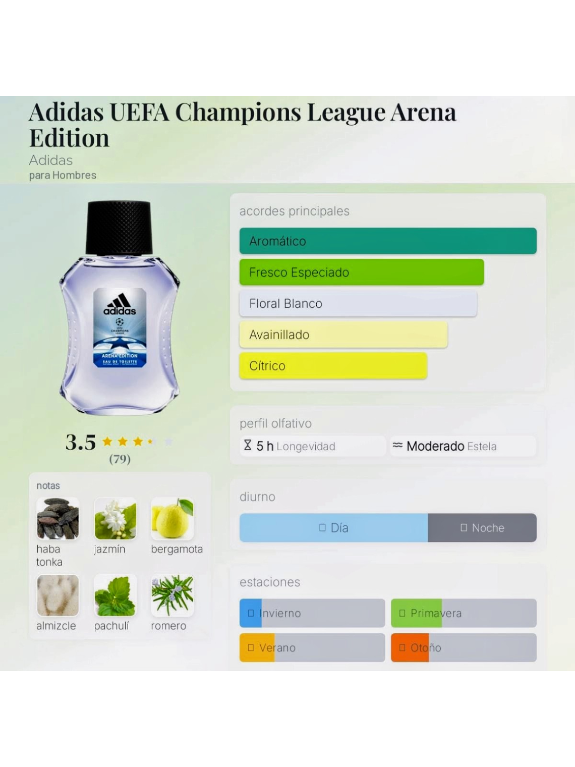 Adidas UEFA Champions League Arena Edition De Adidas 100 ML Hombre EDT RF: 9898 5