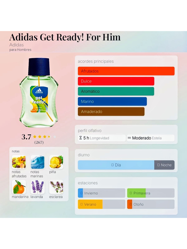 Adidas Get Ready De Adidas 100 ML Hombre EDT RF: 6443 5