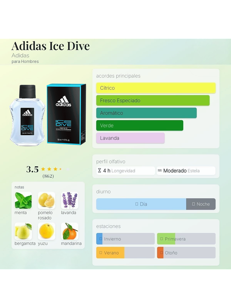 Adidas Adidas Ice Dive 100 ML Hombre EDT RF: 4397 5