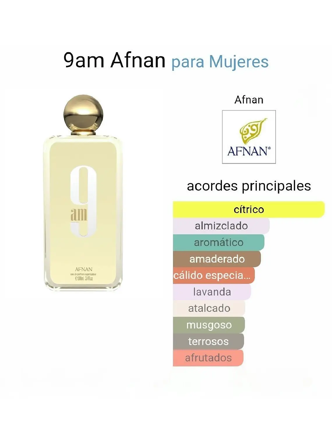 Afnan 9 Am De Afnan 100 ML Hombre EDP RF: 10010 3