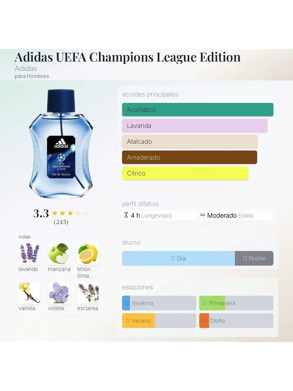 Adidas Uefa Champions League De Adidas 100 ML Hombre EDT RF: 9134 5