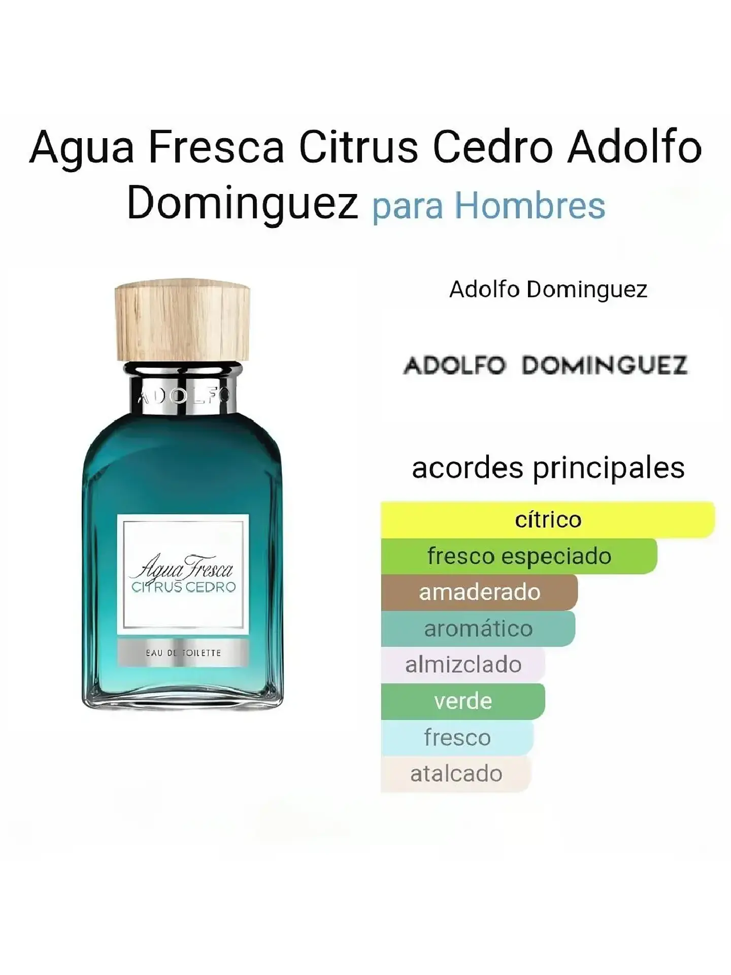 Adolfo Domínguez Aguafresca Citrus Cedro Adolfo Dominguez 120 ML Hombre EDT RF: 10208 3