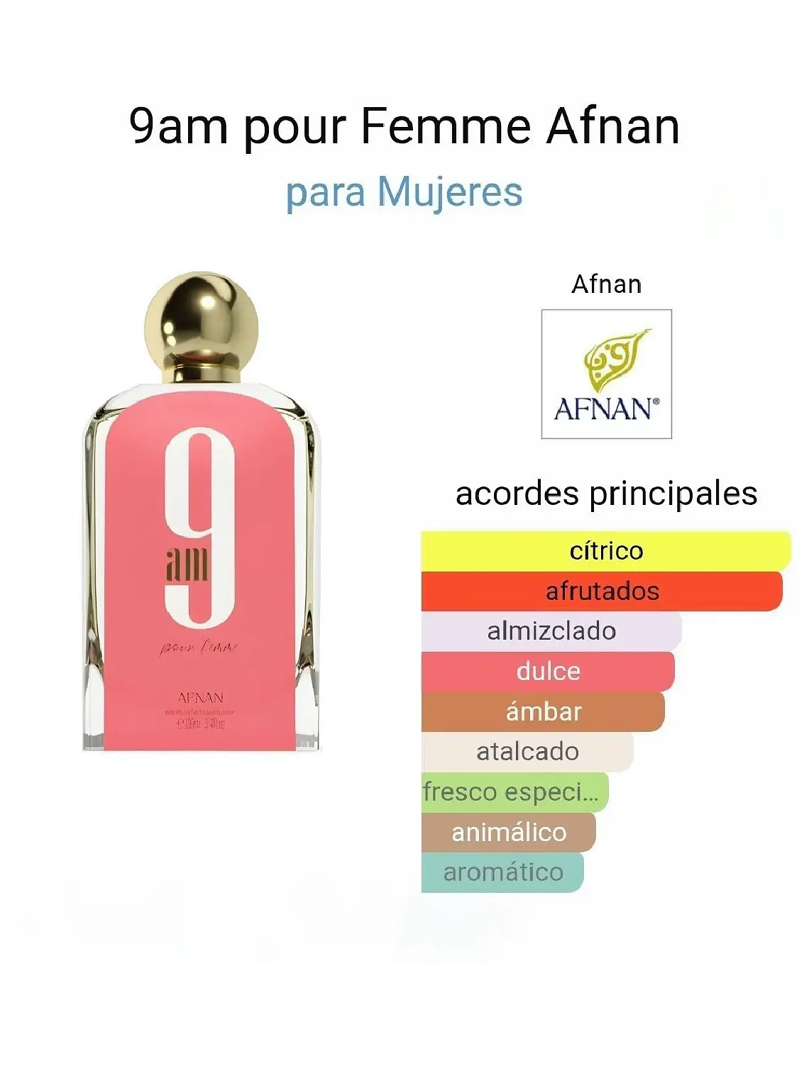 Afnan 9 Am Pour Femme De Afnan 100 ML Mujer EDP RF: 9878 3