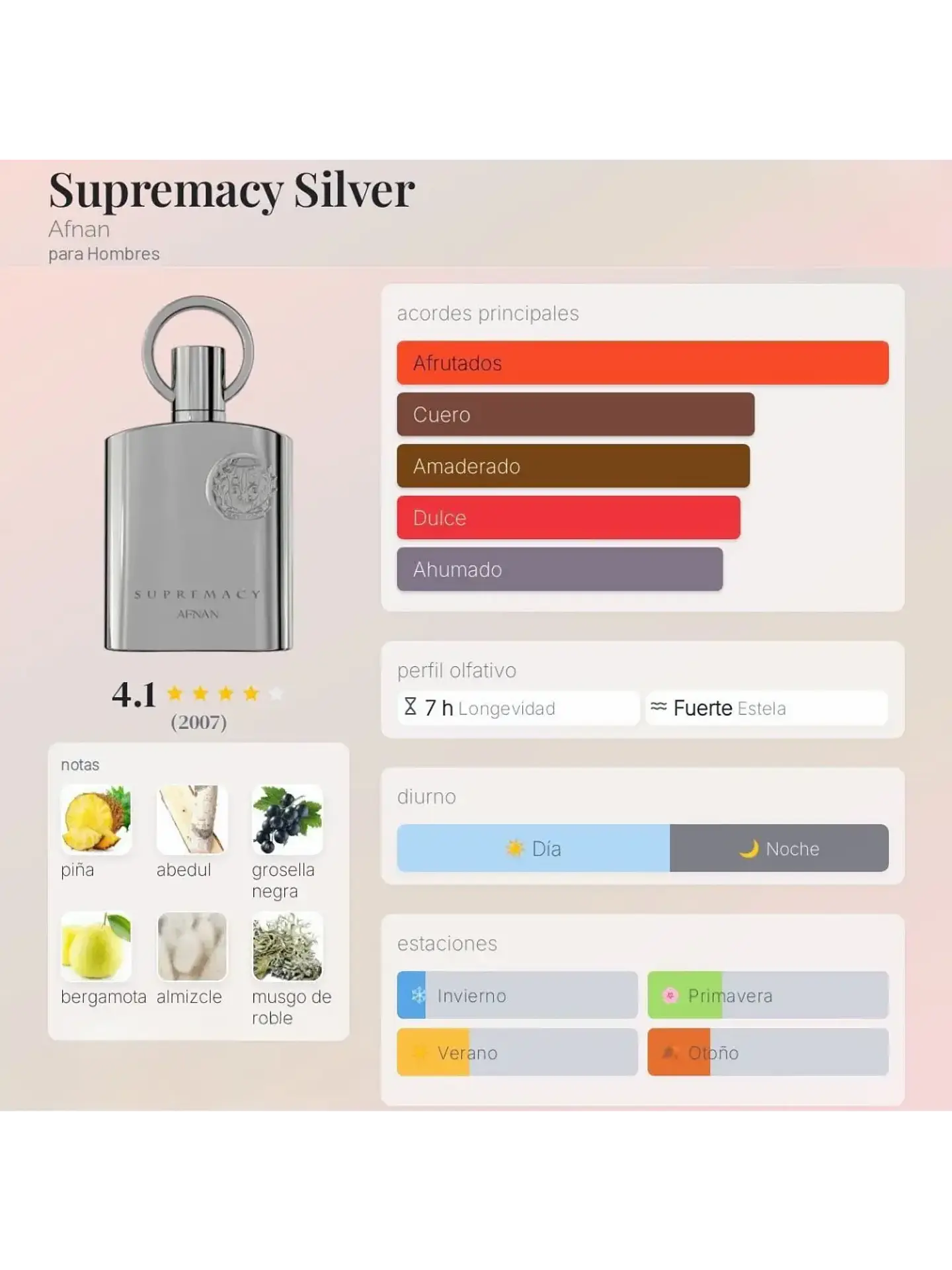 Afnan Supremacy Silver De Afnan 100 ML Hombre EDP RF: 9754 5