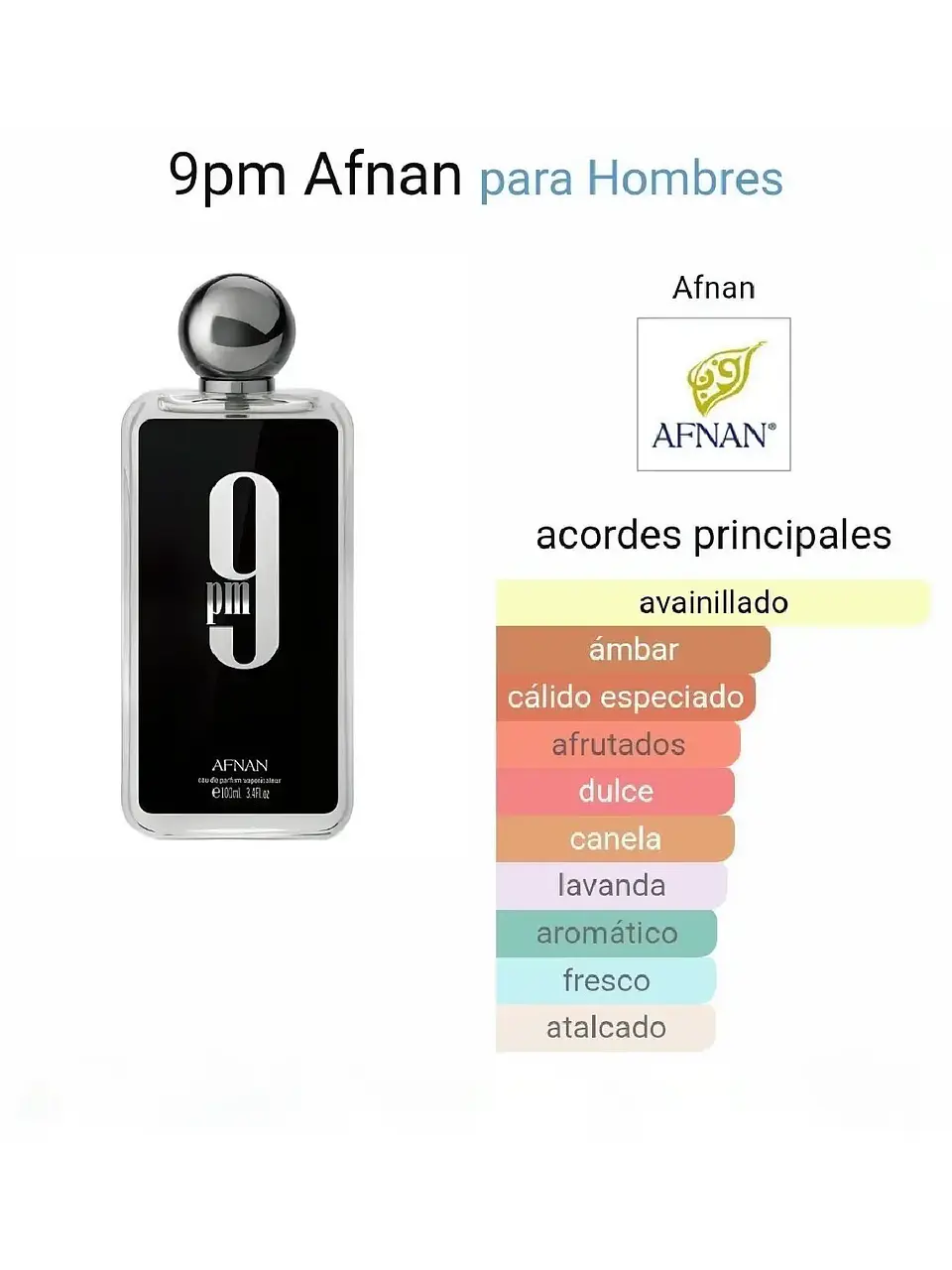 Afnan 9 Pm De Afnan 100 ML Hombre EDP RF: 9750 3