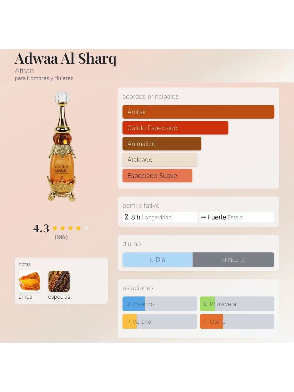 Afnan Perfume Concentrado Unisex Adwaa Al Sharq (25 ml/0,84 oz) 🚨📢solo mediante importacion✈️🚢 4