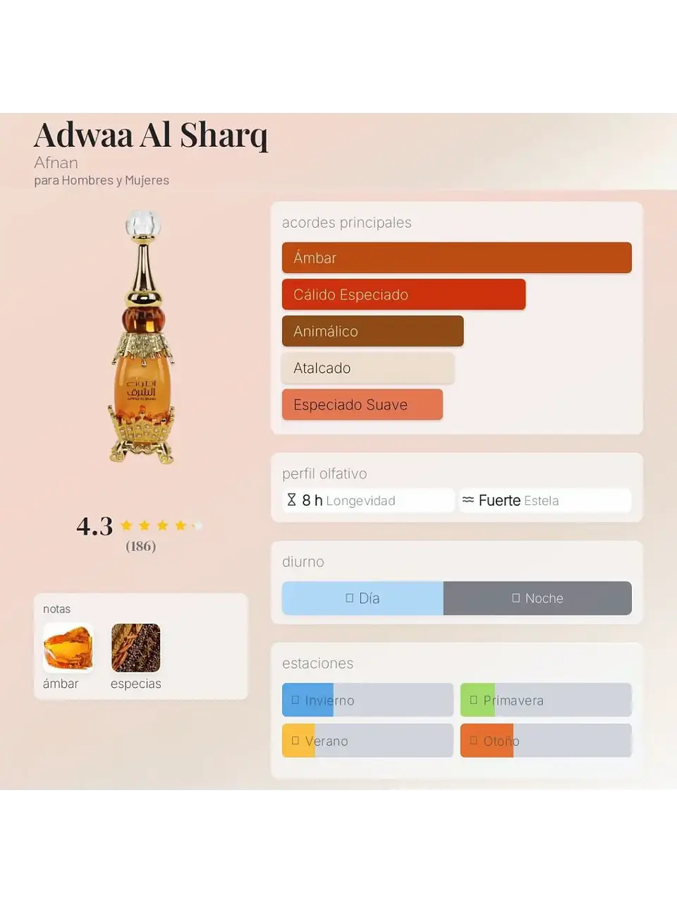 Afnan Perfume Concentrado Unisex Adwaa Al Sharq (25 ml/0,84 oz) 🚨📢solo mediante importacion✈️🚢 4