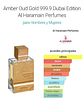 Al Haramain Amber Oud Gold 999.9 Dubai Edition Al Haramain 75Ml Parfum RF: 10915 - Miniatura 3
