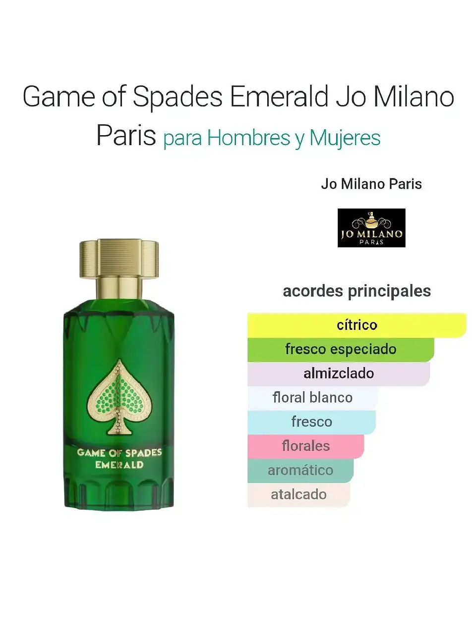 JO Milano Paris Game Of Spades Emerald Jo Milano 100 Ml EDP RF: 11825 3