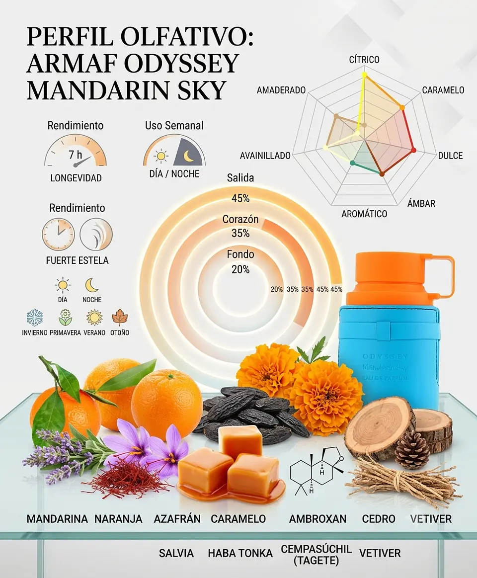 Perfume Armaf Odyssey Mandarin Sky Eau De Parfum 100ml para Hombre | Edición Limitada 10